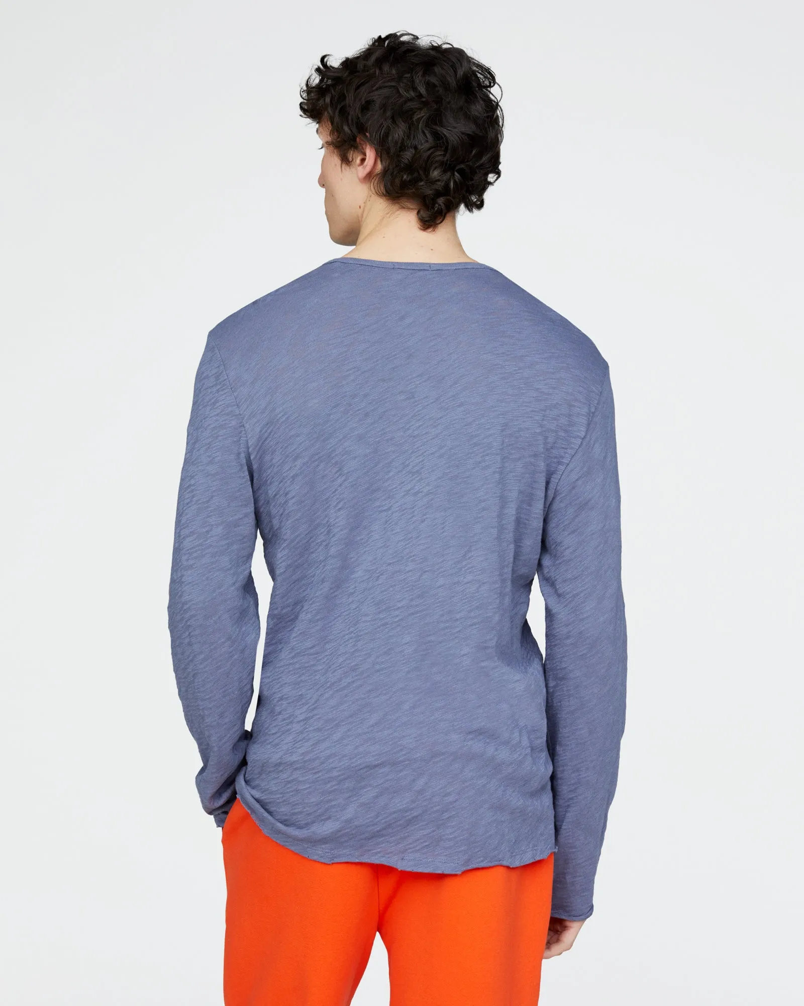 Slub Jersey Destroyed Wash Henley - Dusk Blue sold by ATM product image thumbnail 4