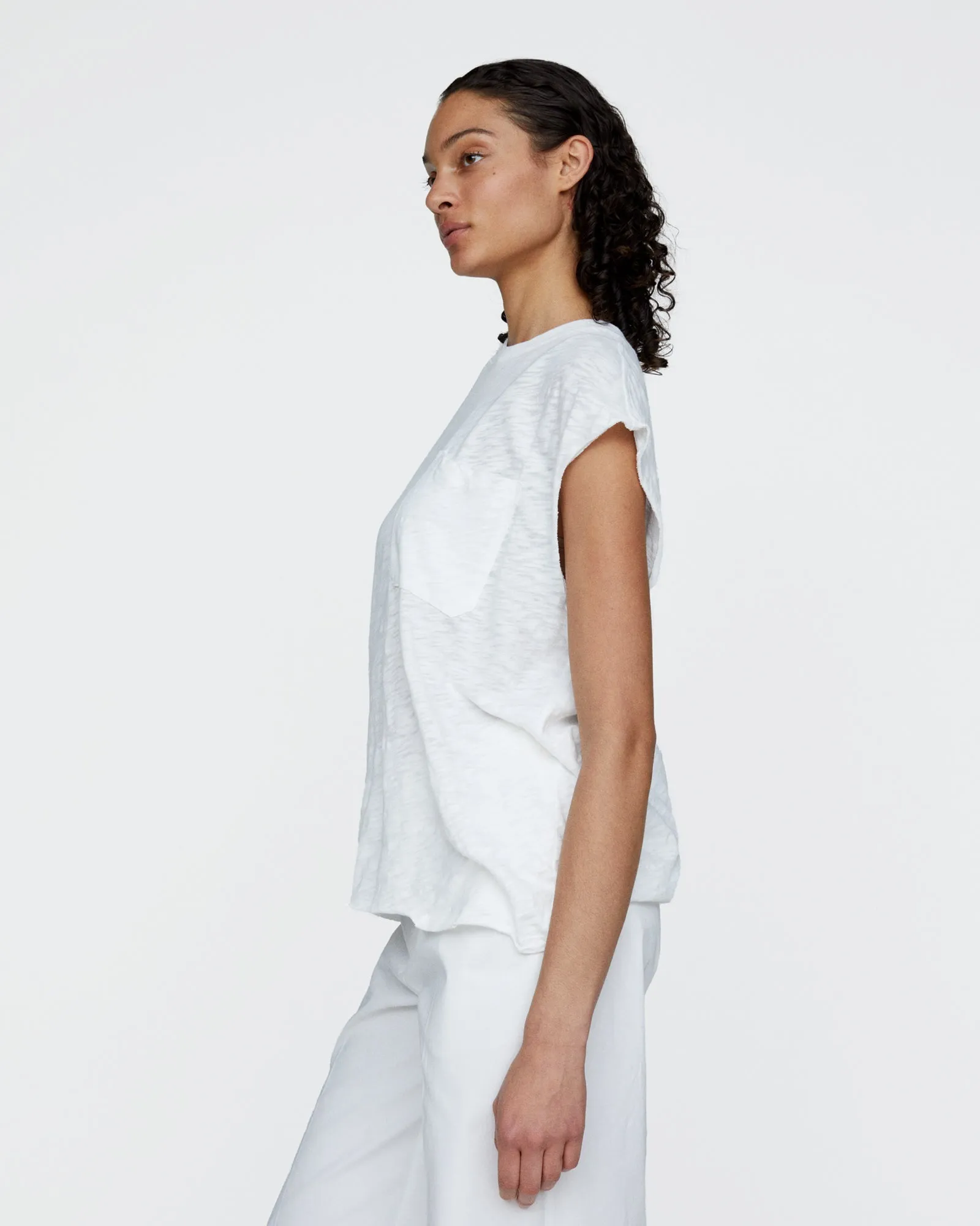 Slub Jersey Cut Off Muscle Tee - White sold by ATM product image thumbnail 3