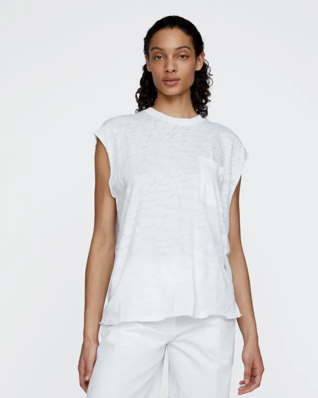 Slub Jersey Cut Off Muscle Tee - White made by ATM