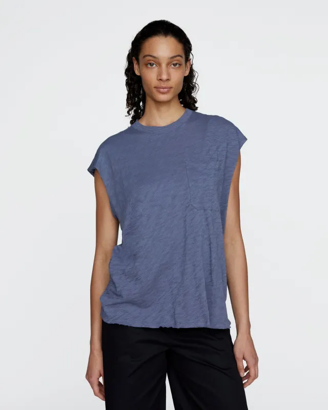 Slub Jersey Cut Off Muscle Tee - Dusk Blue made by ATM