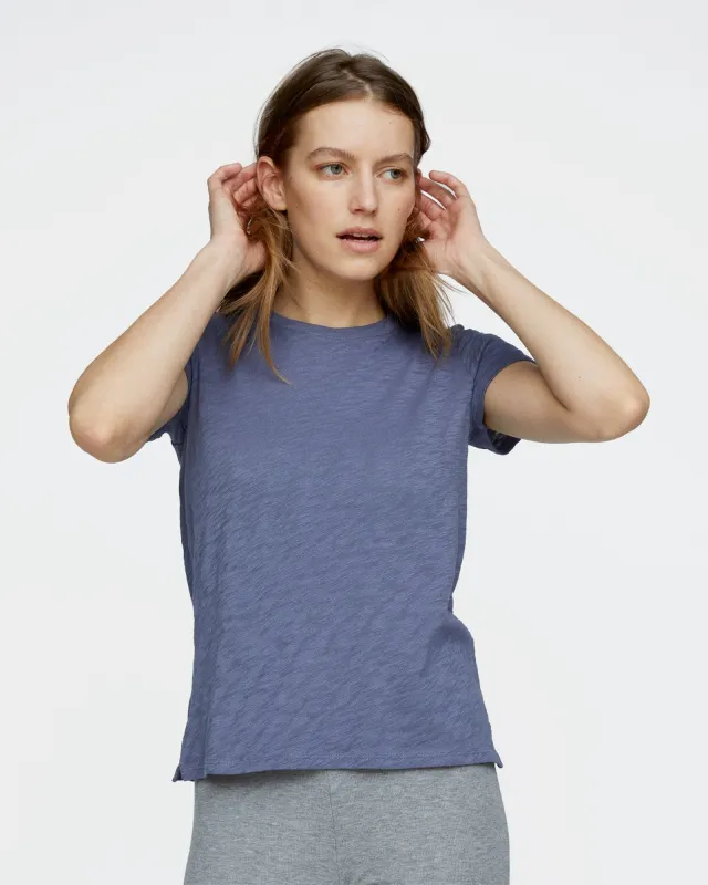 Slub Jersey Schoolboy Crew Neck Tee - Dusk Blue sold by ATM