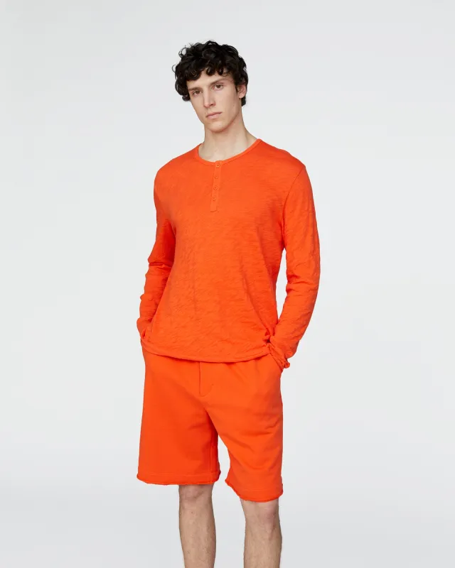 Slub Jersey Destroyed Wash Henley - Tomato made by ATM