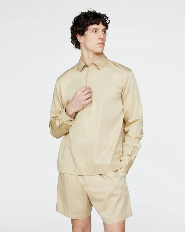 Cotton Poplin Popover Shirt - Macadamia made by ATM