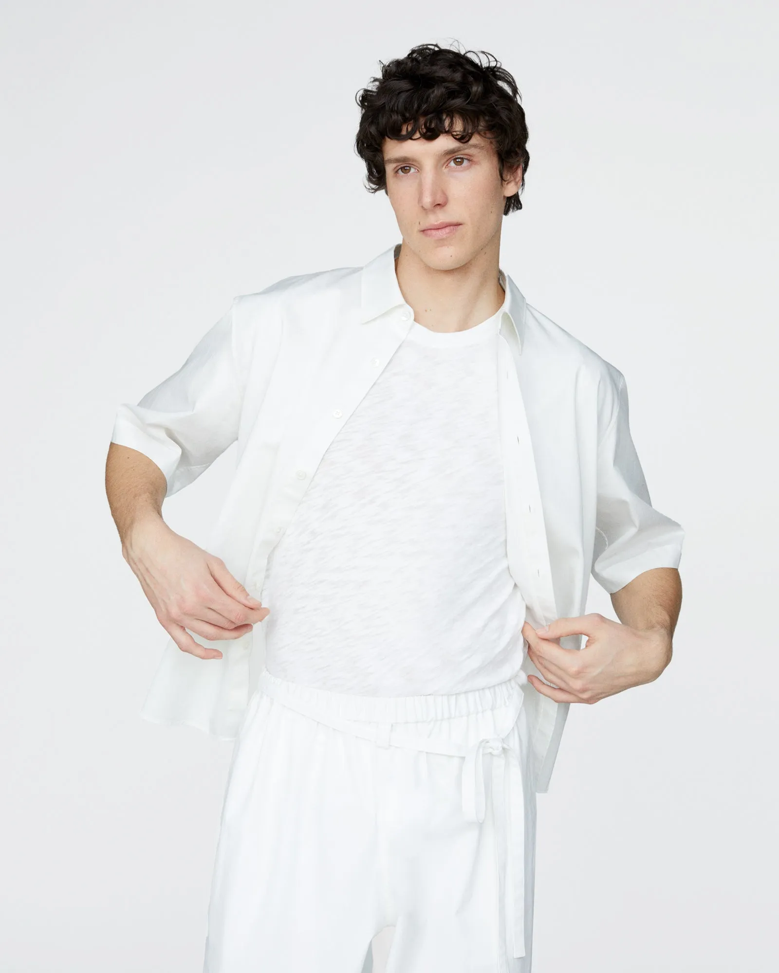 Cotton Poplin Short Sleeve Button Down Shirt - White sold by ATM product image thumbnail 4
