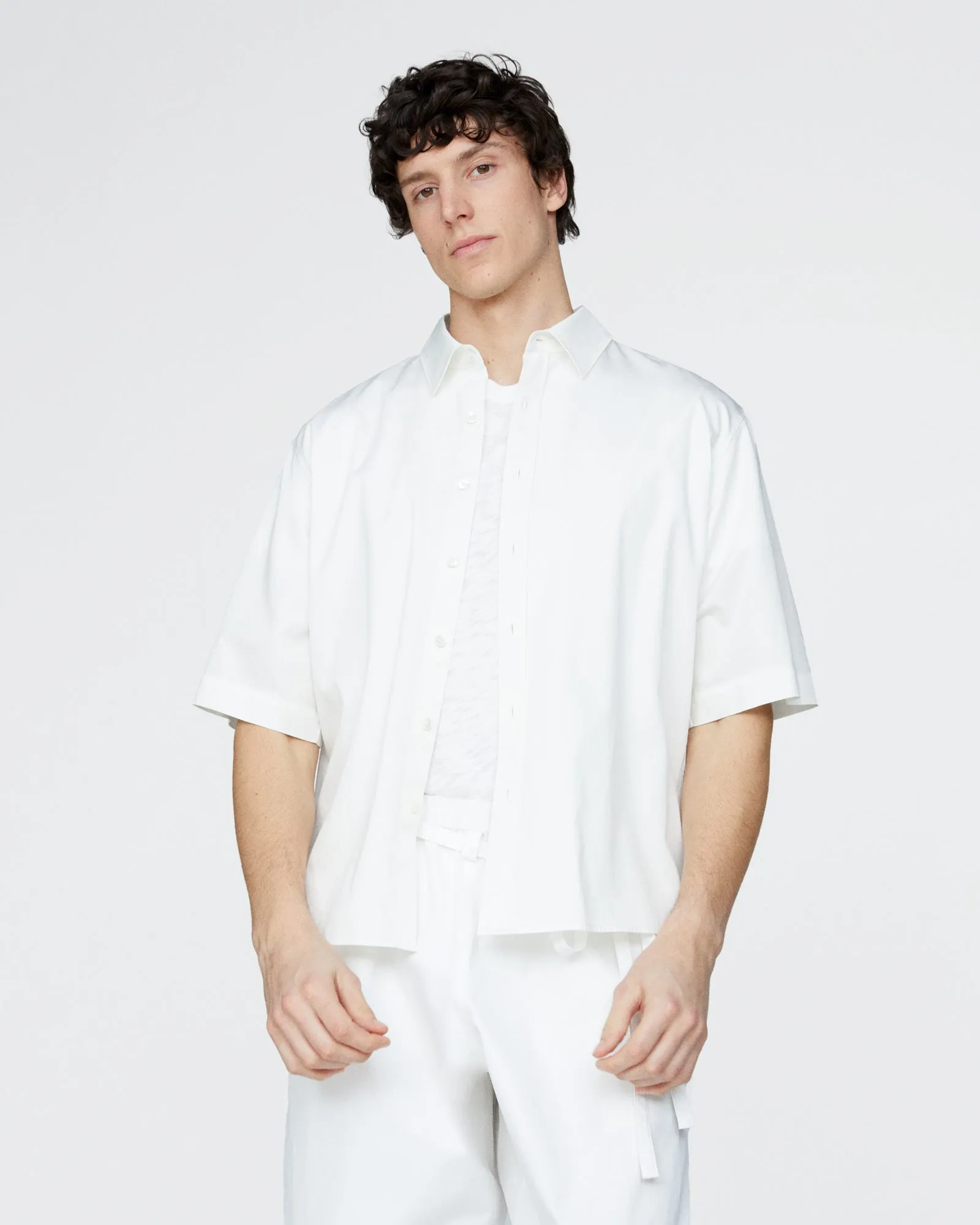 Cotton Poplin Short Sleeve Button Down Shirt - White sold by ATM