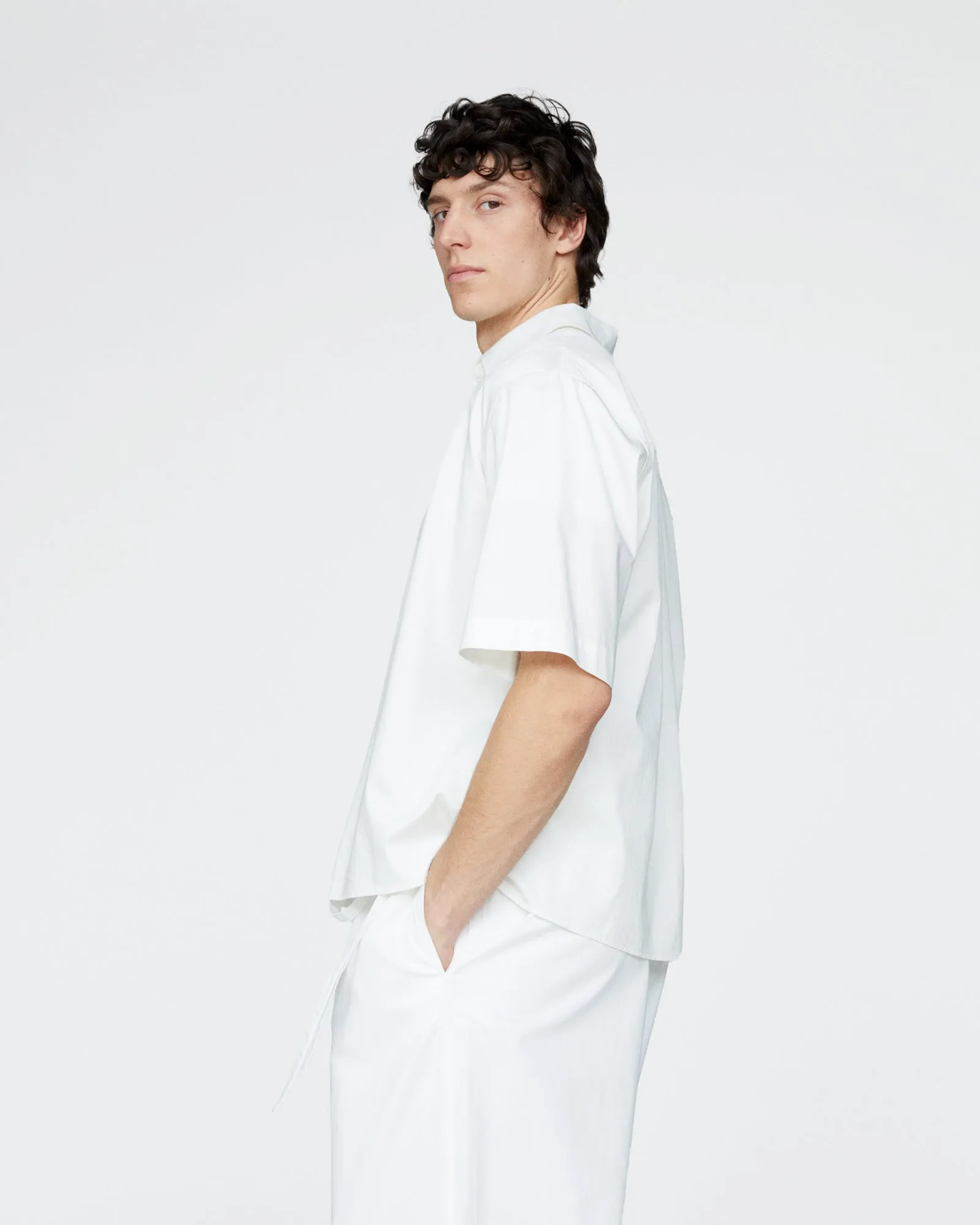 Cotton Poplin Short Sleeve Button Down Shirt - White sold by ATM product image thumbnail 3