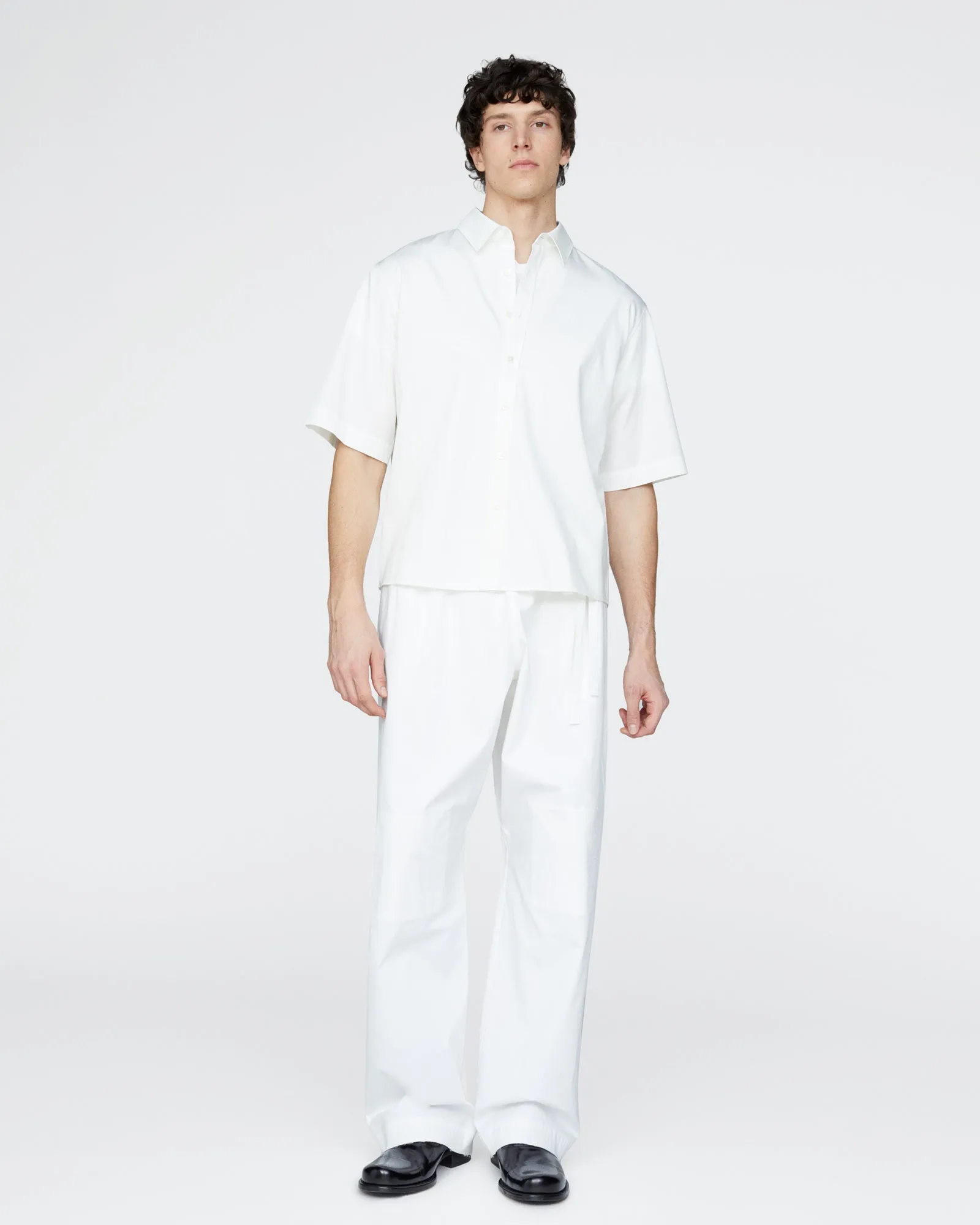 Cotton Poplin Short Sleeve Button Down Shirt - White sold by ATM product image thumbnail 2