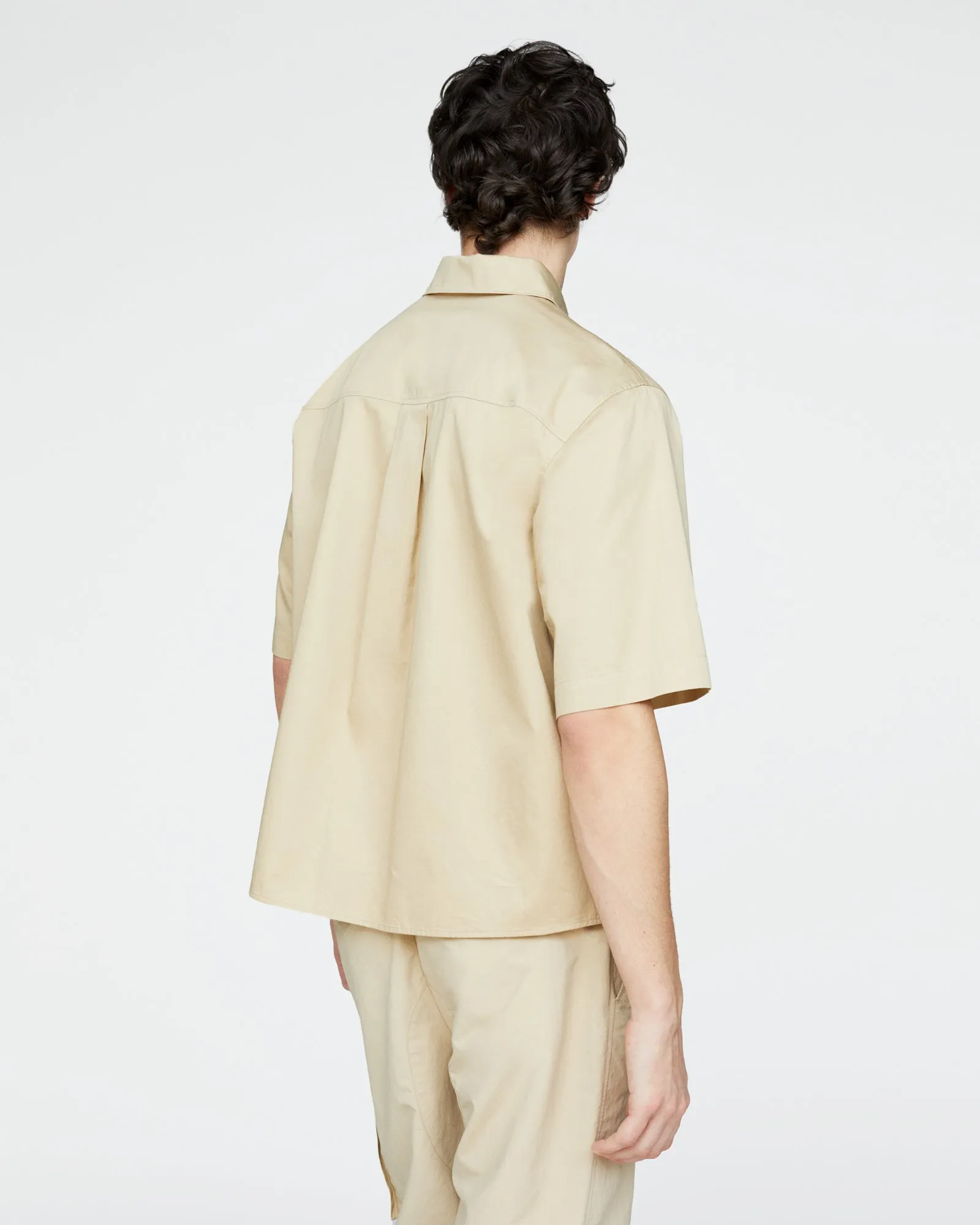 Cotton Poplin Short Sleeve Button Down Shirt - Macadamia sold by ATM product image thumbnail 4