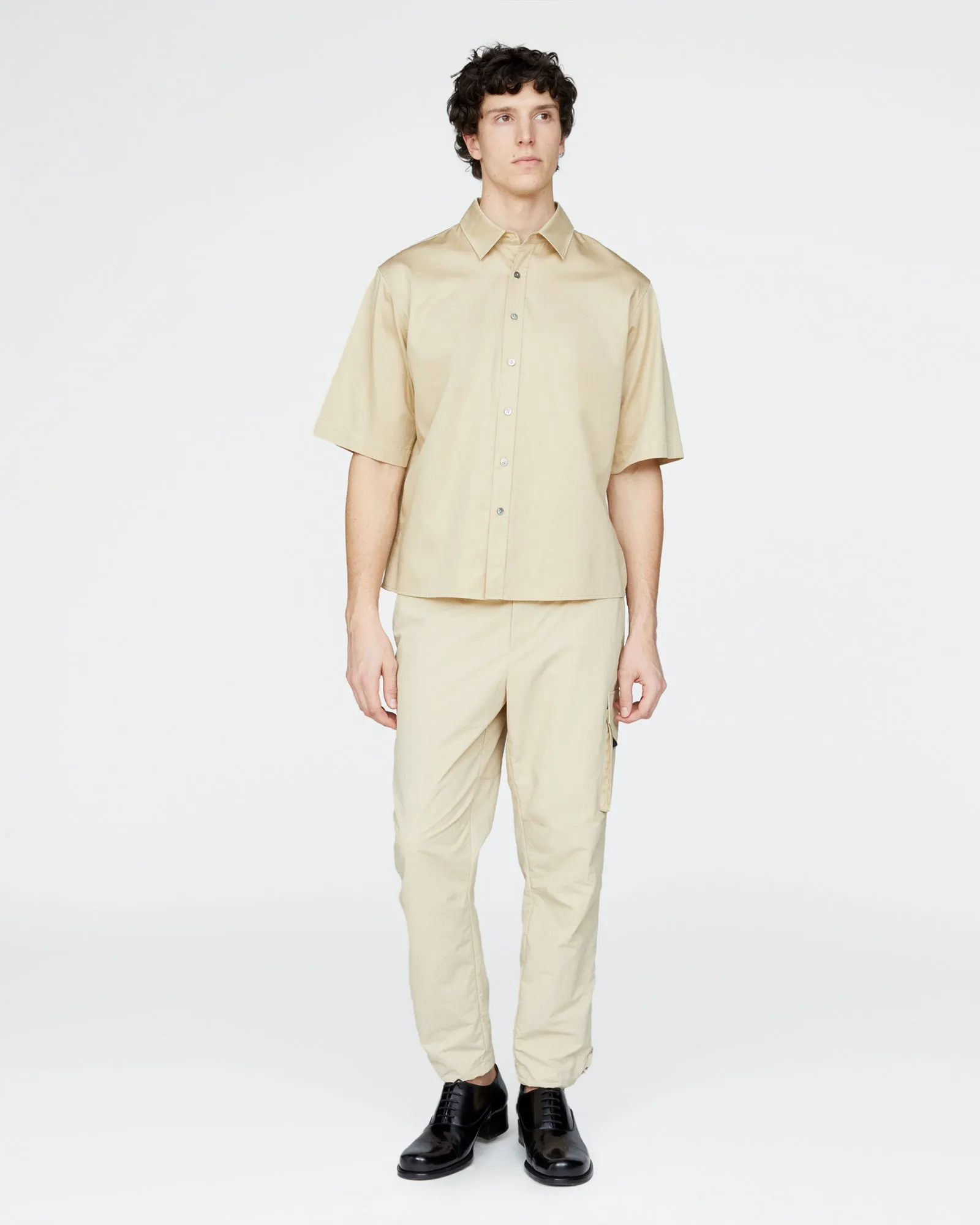 Cotton Poplin Short Sleeve Button Down Shirt - Macadamia sold by ATM product image thumbnail 2