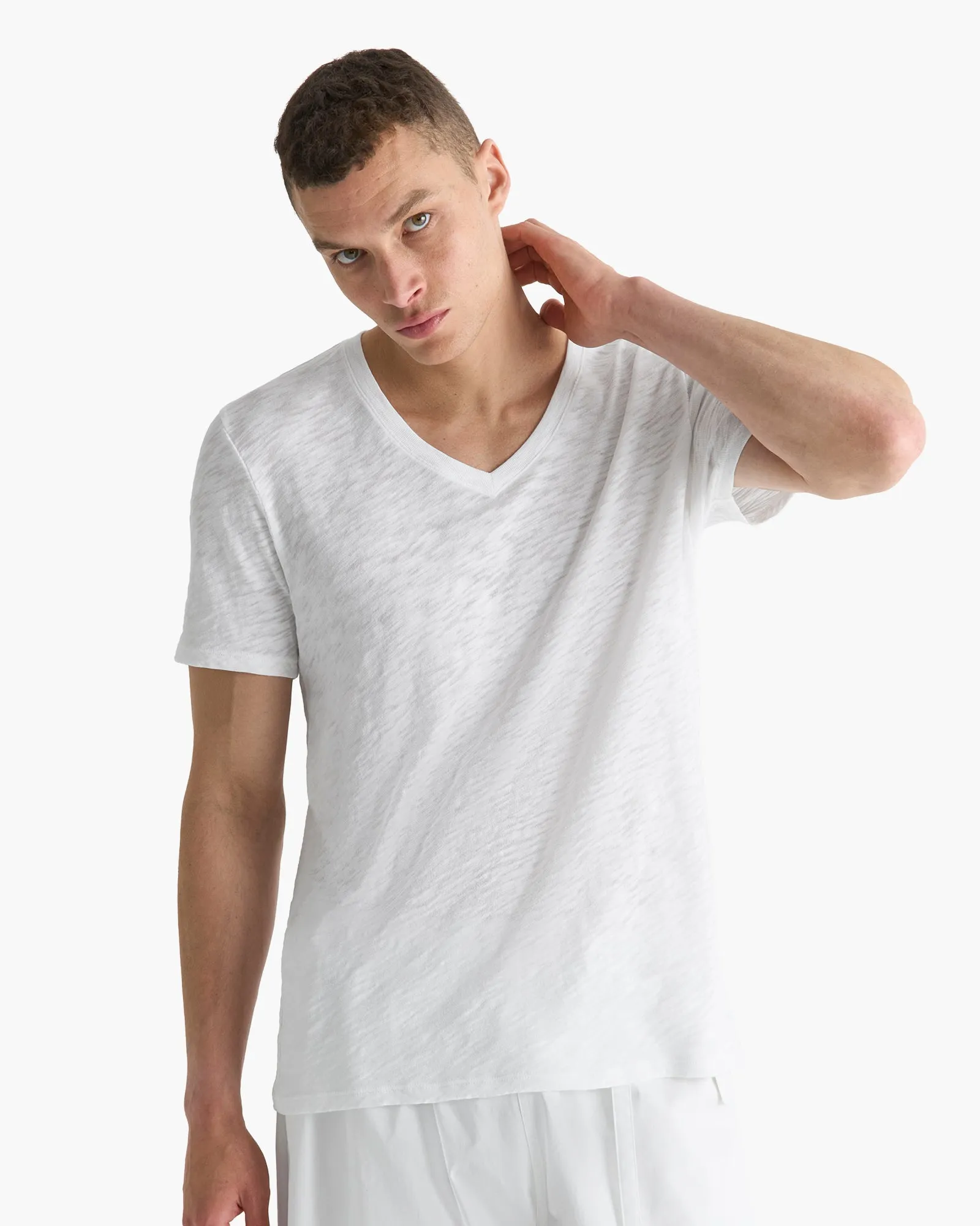 Slub Jersey V-Neck Tee - White sold by ATM