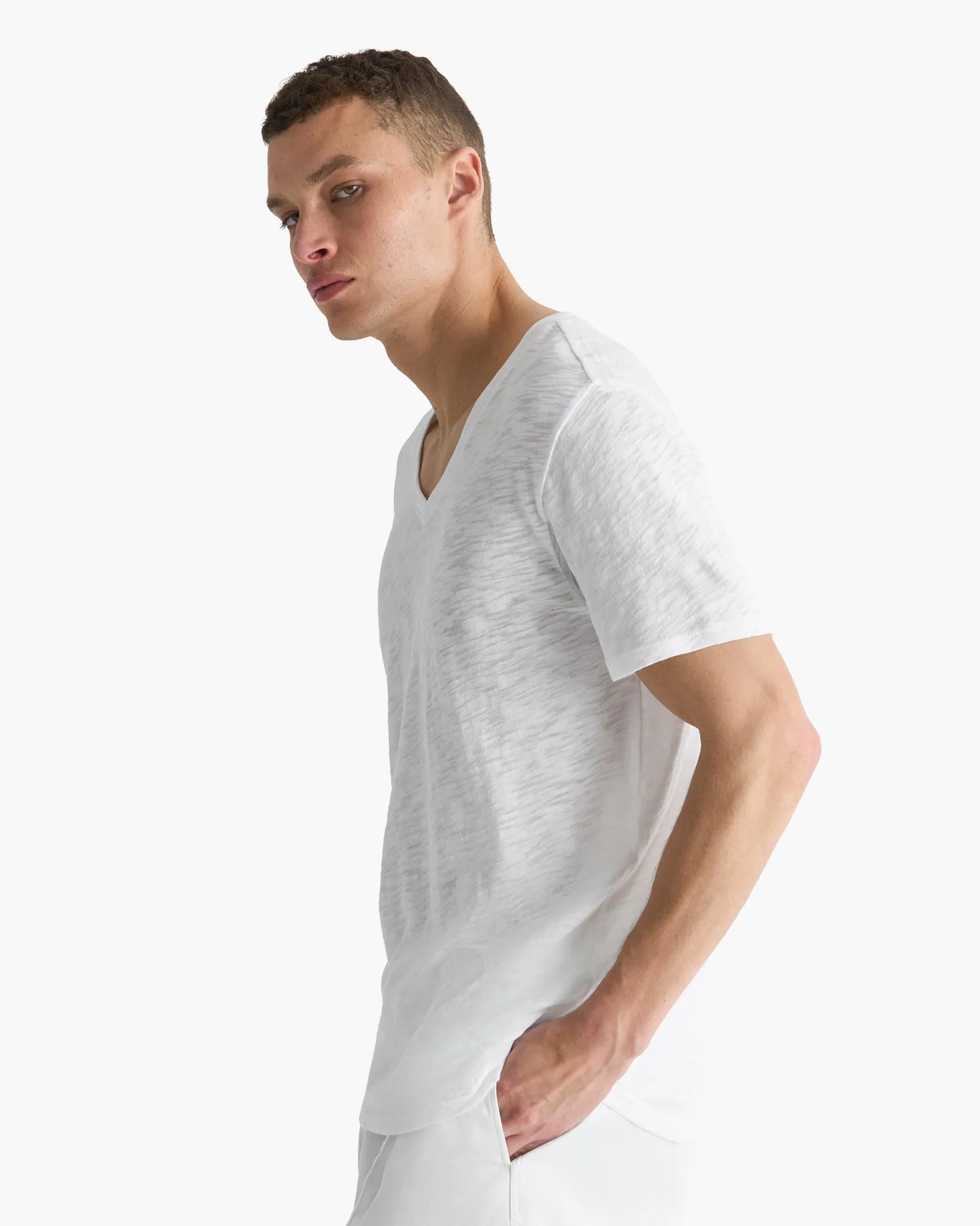 Slub Jersey V-Neck Tee - White sold by ATM product image thumbnail 2