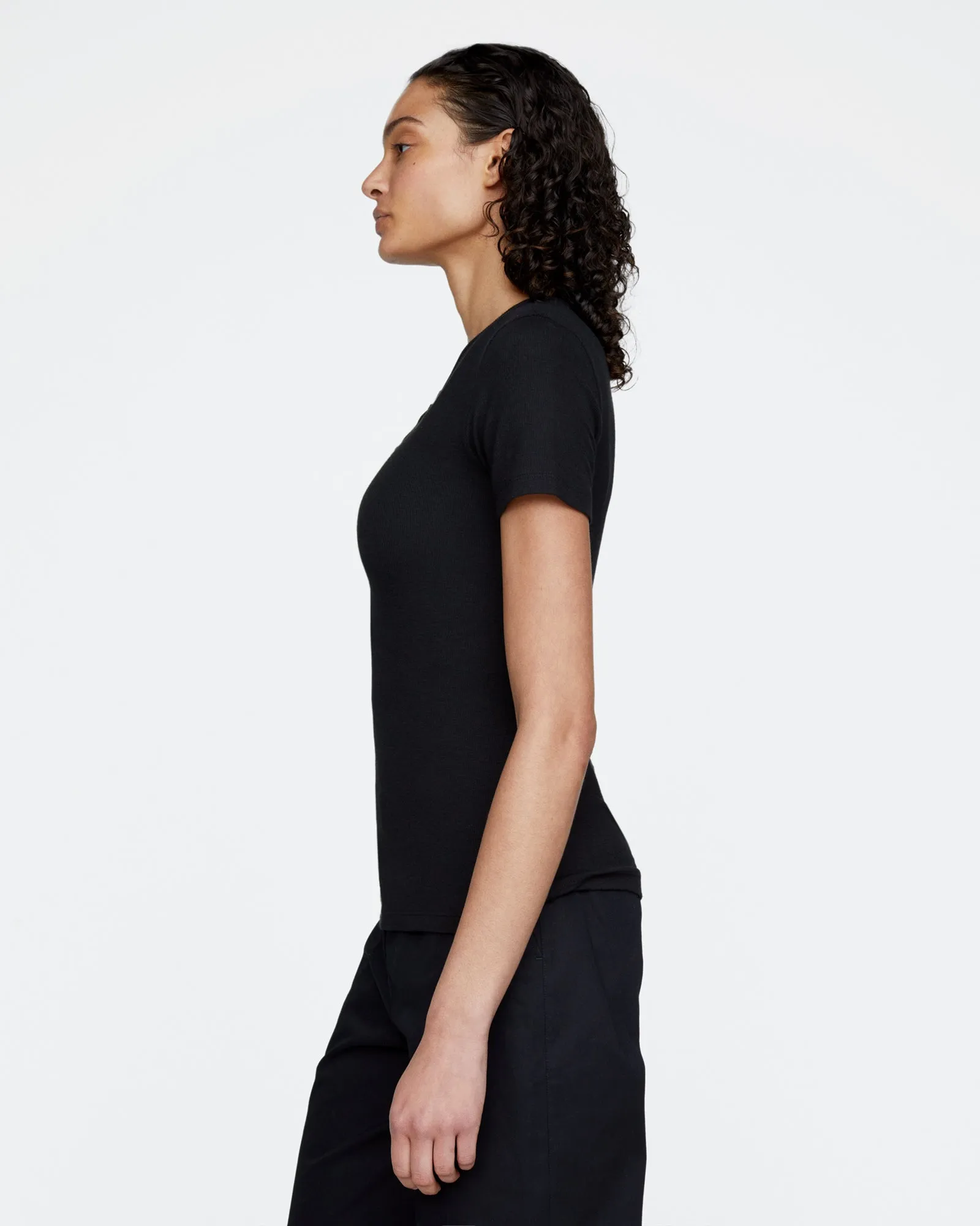 Modal Rib Short Sleeve Henley - Black sold by ATM product image thumbnail 3
