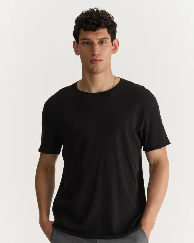 Vintage Jersey Crew Neck Tee - Black made by ATM
