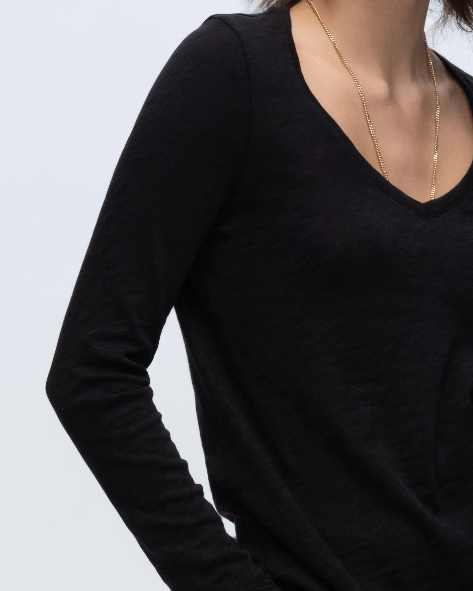 Slub Jersey Long Sleeve V-Neck Tee - Black sold by ATM product image thumbnail 5