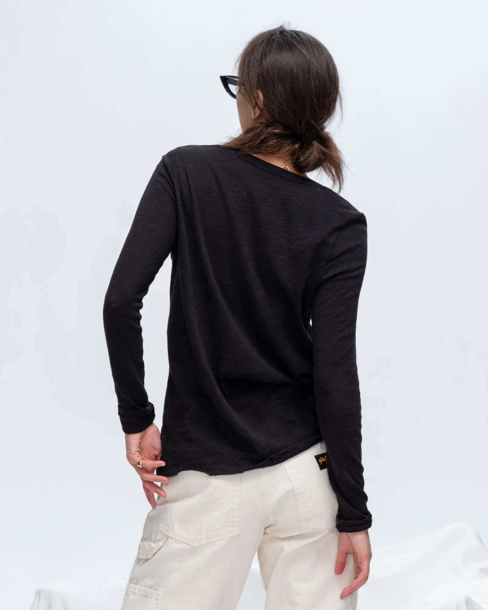 Slub Jersey Long Sleeve V-Neck Tee - Black sold by ATM product image thumbnail 3