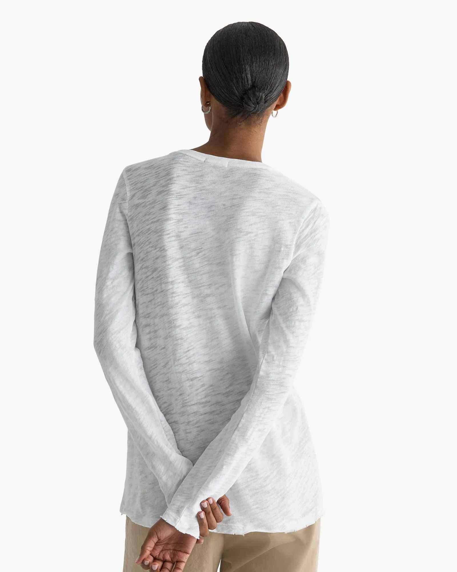 Slub Jersey Long Sleeve V-Neck Tee - White sold by ATM product image thumbnail 3