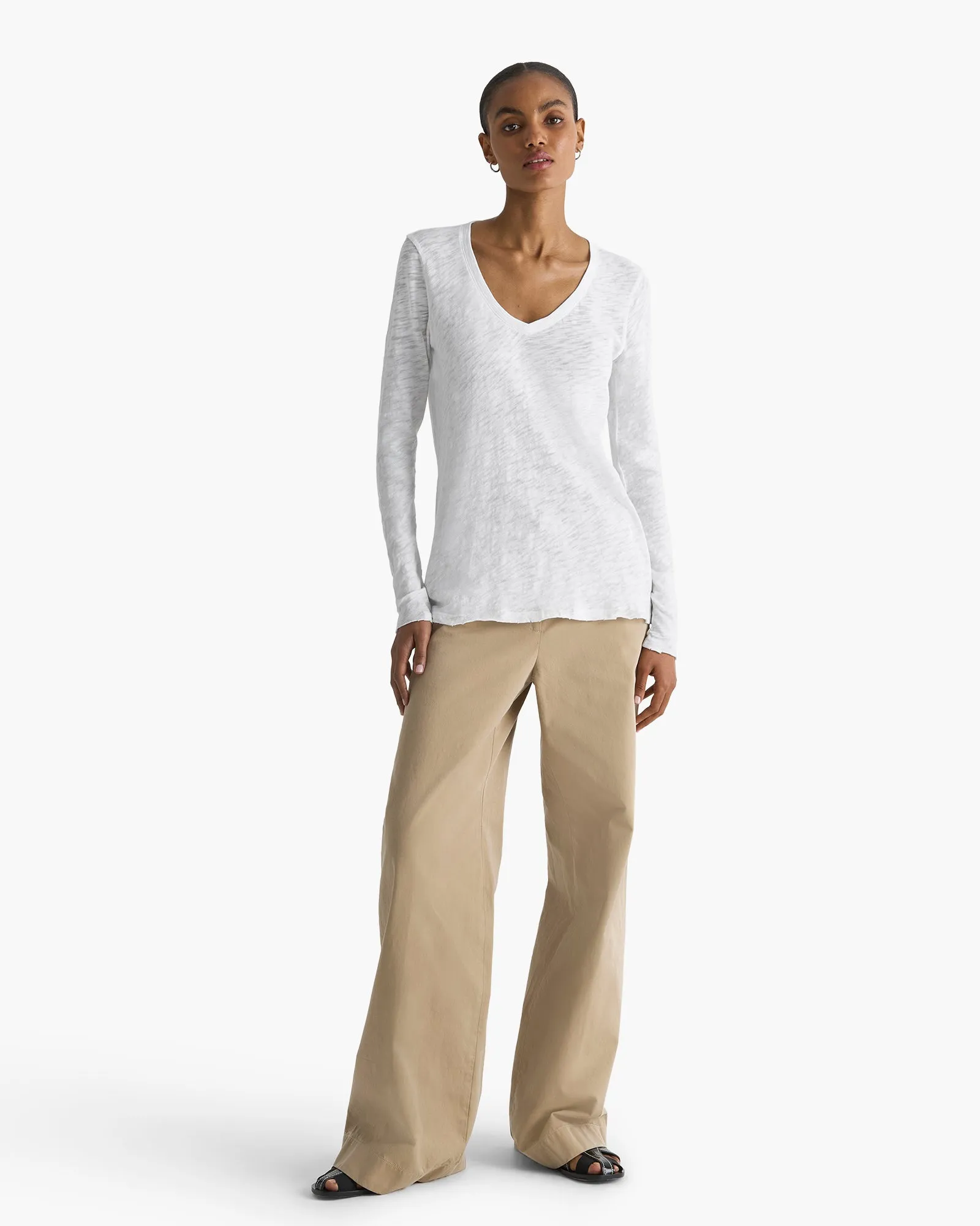 Slub Jersey Long Sleeve V-Neck Tee - White sold by ATM product image thumbnail 4