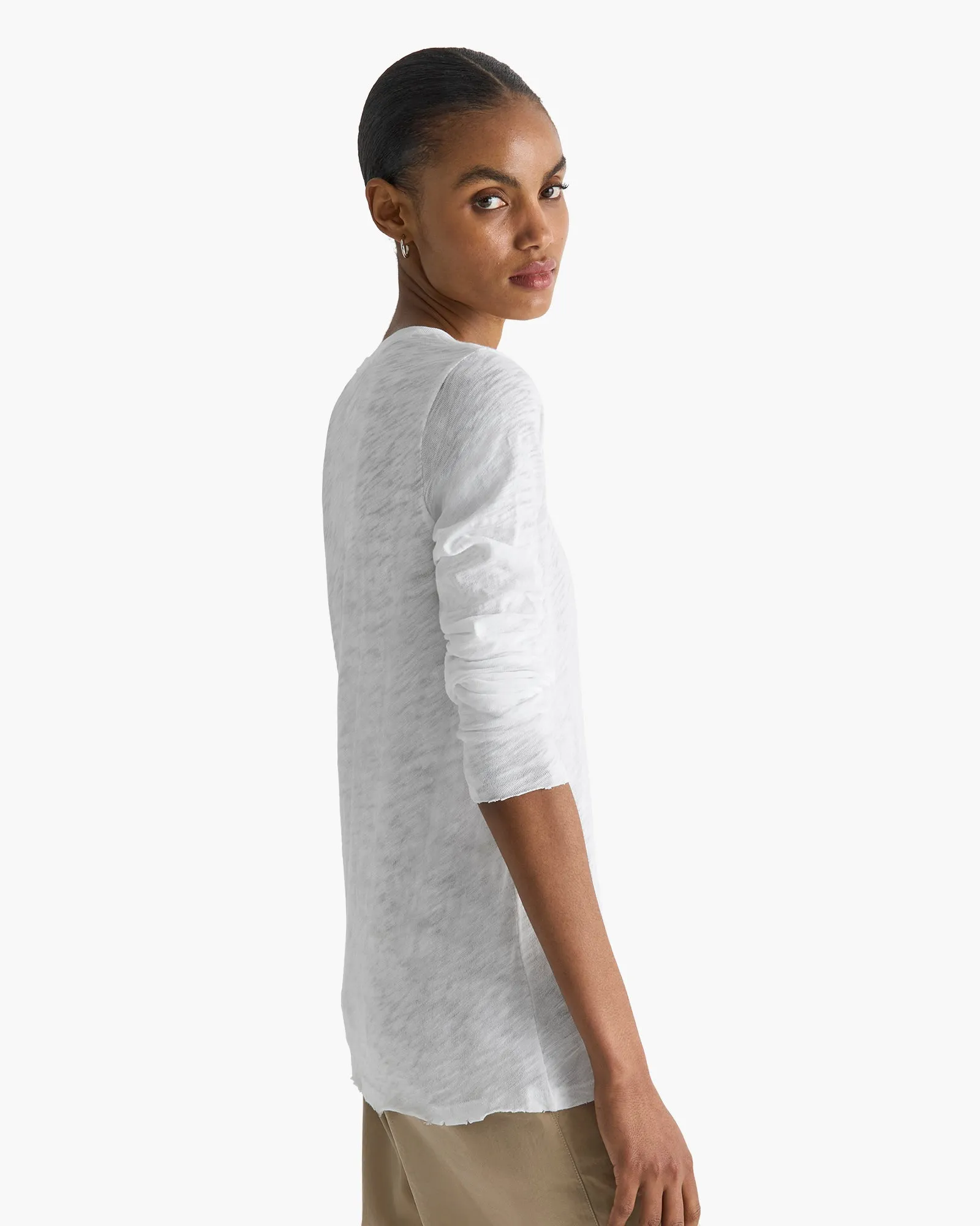 Slub Jersey Long Sleeve V-Neck Tee - White sold by ATM product image thumbnail 2