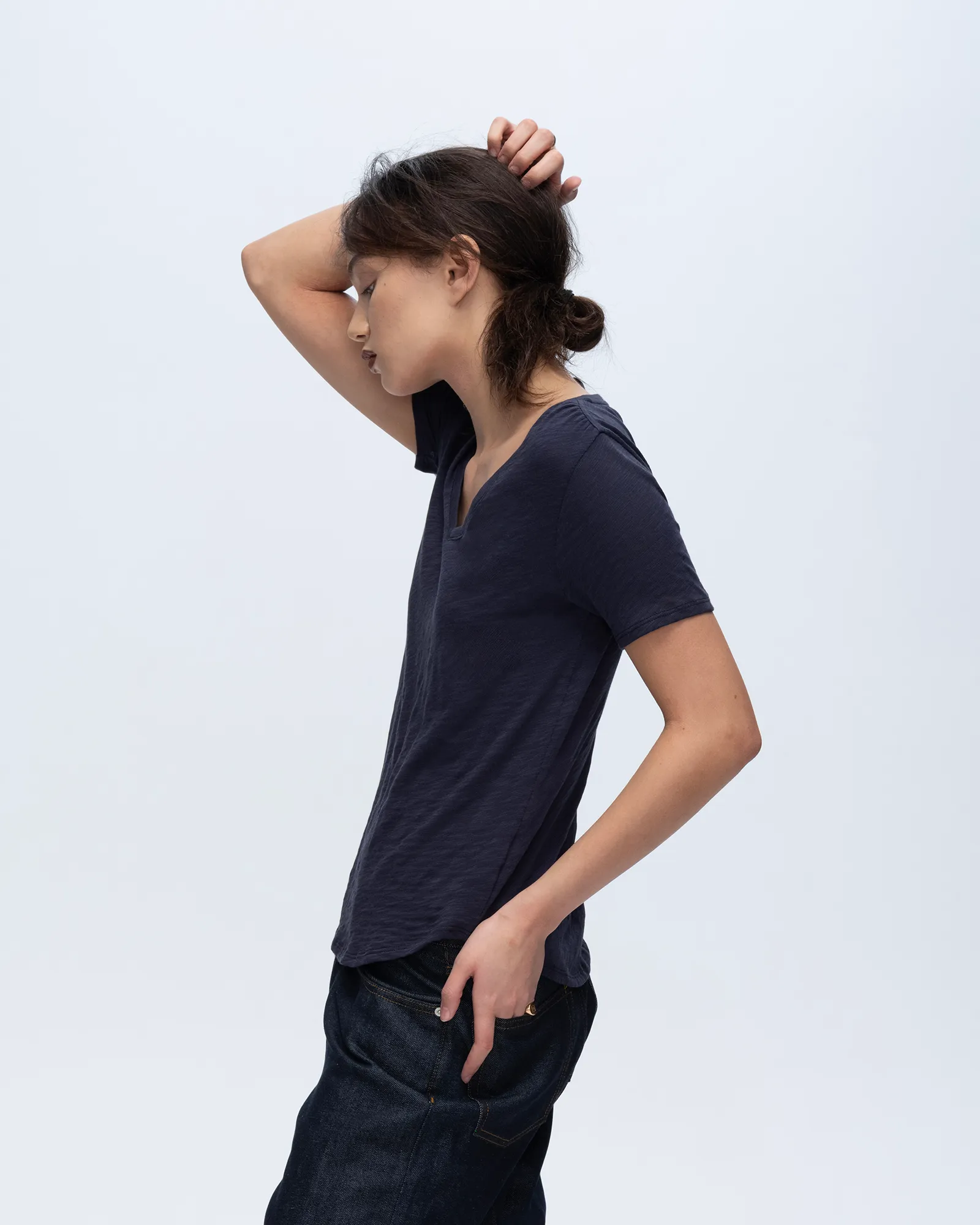 Slub Jersey Classic V-Neck Tee - Midnight sold by ATM product image thumbnail 2