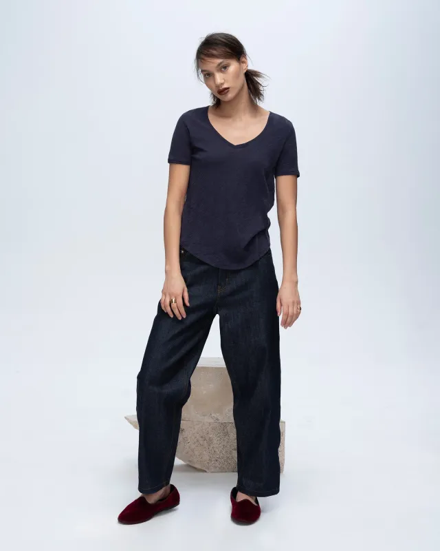 Slub Jersey Classic V-Neck Tee - Midnight made by ATM