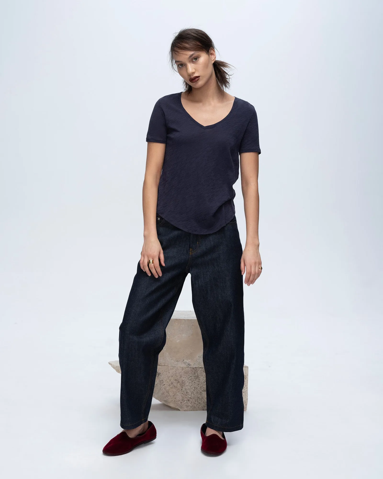 Slub Jersey Classic V-Neck Tee - Midnight sold by ATM