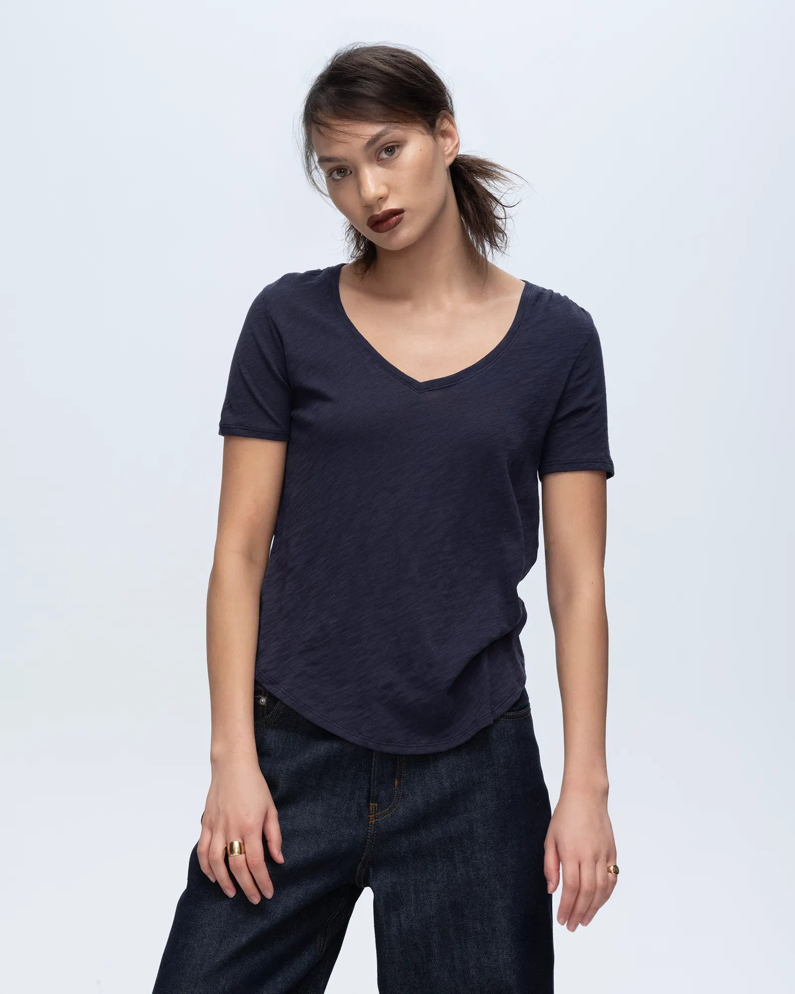 Slub Jersey Classic V-Neck Tee - Midnight sold by ATM product image thumbnail 4