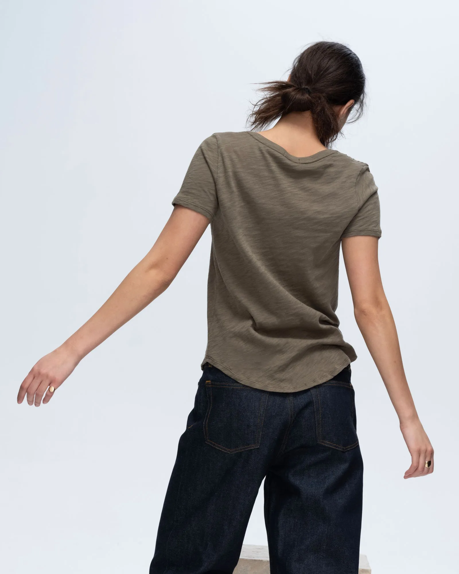 Slub Jersey Classic V-Neck Tee - Army sold by ATM product image thumbnail 3