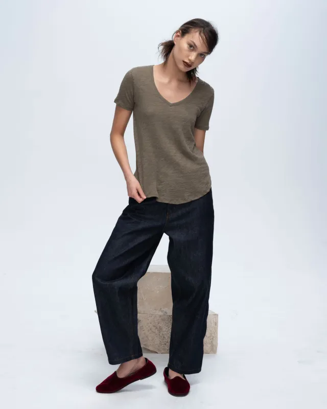 Slub Jersey Classic V-Neck Tee - Army made by ATM