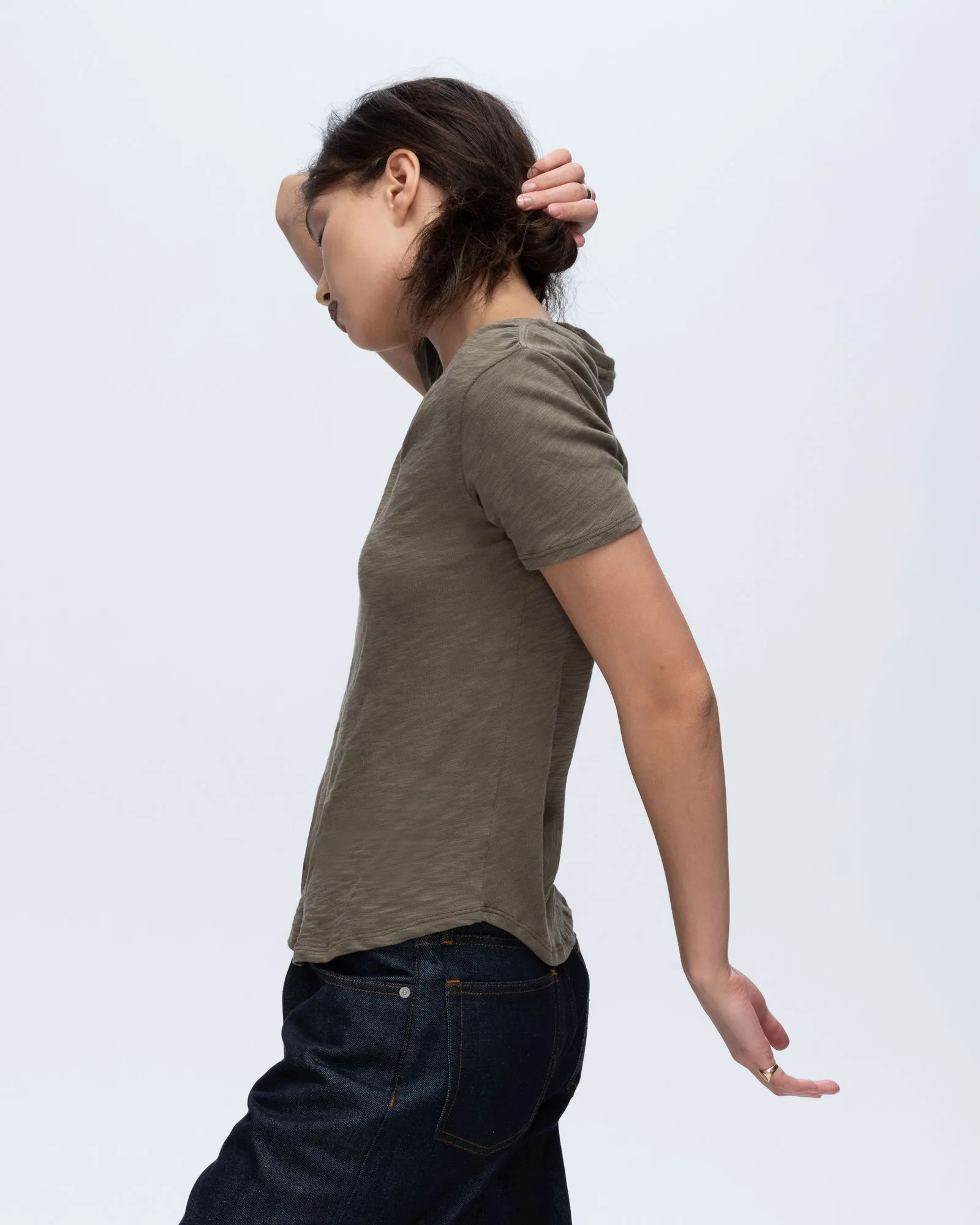 Slub Jersey Classic V-Neck Tee - Army sold by ATM product image thumbnail 2