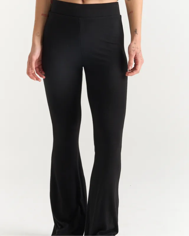 Modal Rib Flare Pant - Black made by ATM