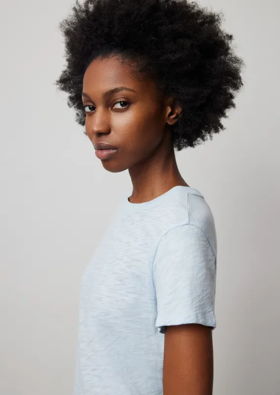 Slub Jersey Schoolboy Short Sleeve Crew Neck Tee - Powder Blue made by ATM