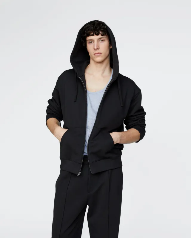 French Terry Zip-Up Hoodie - Black made by ATM