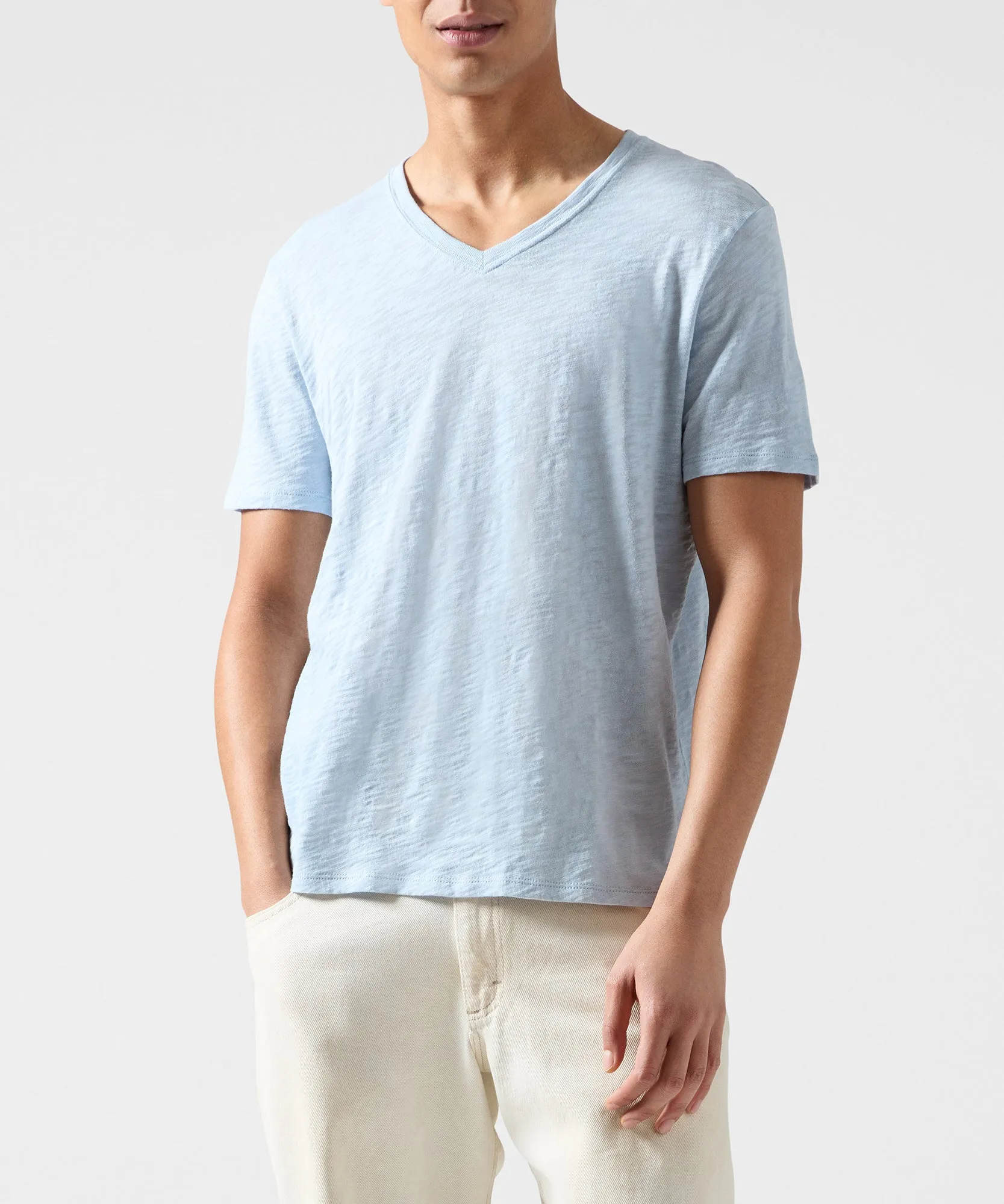 Slub Jersey V-Neck Tee - Powder Blue sold by ATM