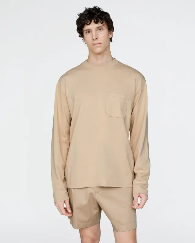 Heavyweight Jersey Long Sleeve Crew - Macadamia made by ATM