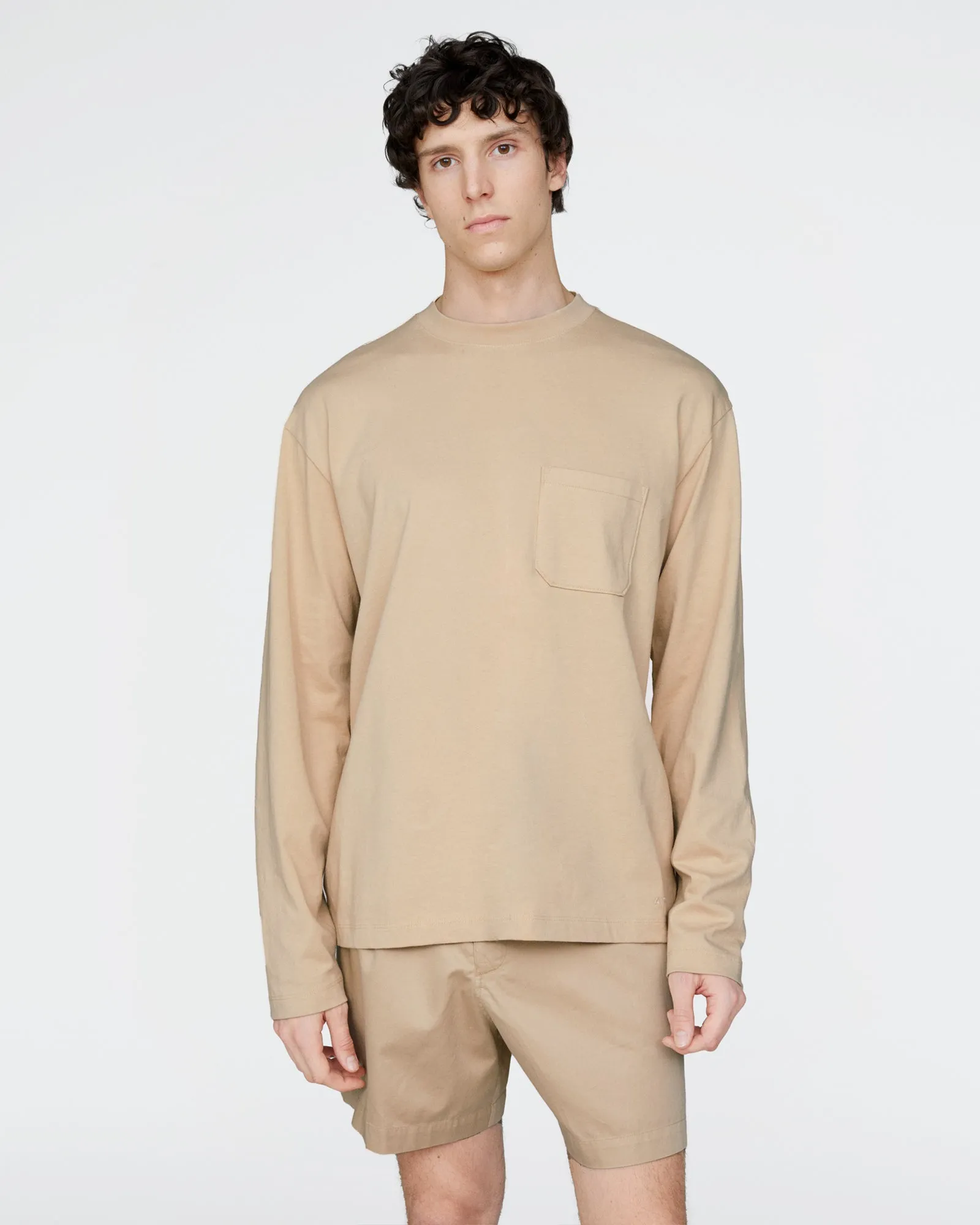 Heavyweight Jersey Long Sleeve Crew - Macadamia sold by ATM