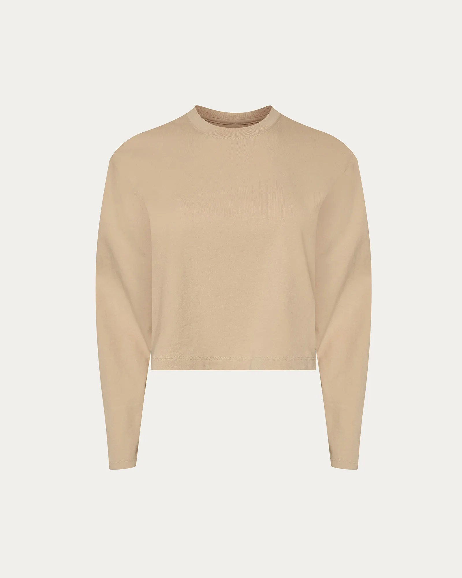 Heavyweight Jersey Long Sleeve Cropped Boxy Tee - Macadamia sold by ATM product image thumbnail 5