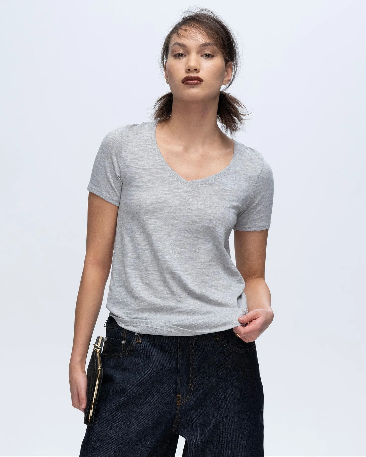Slub Jersey Classic V-Neck Tee - Heather Grey sold by ATM