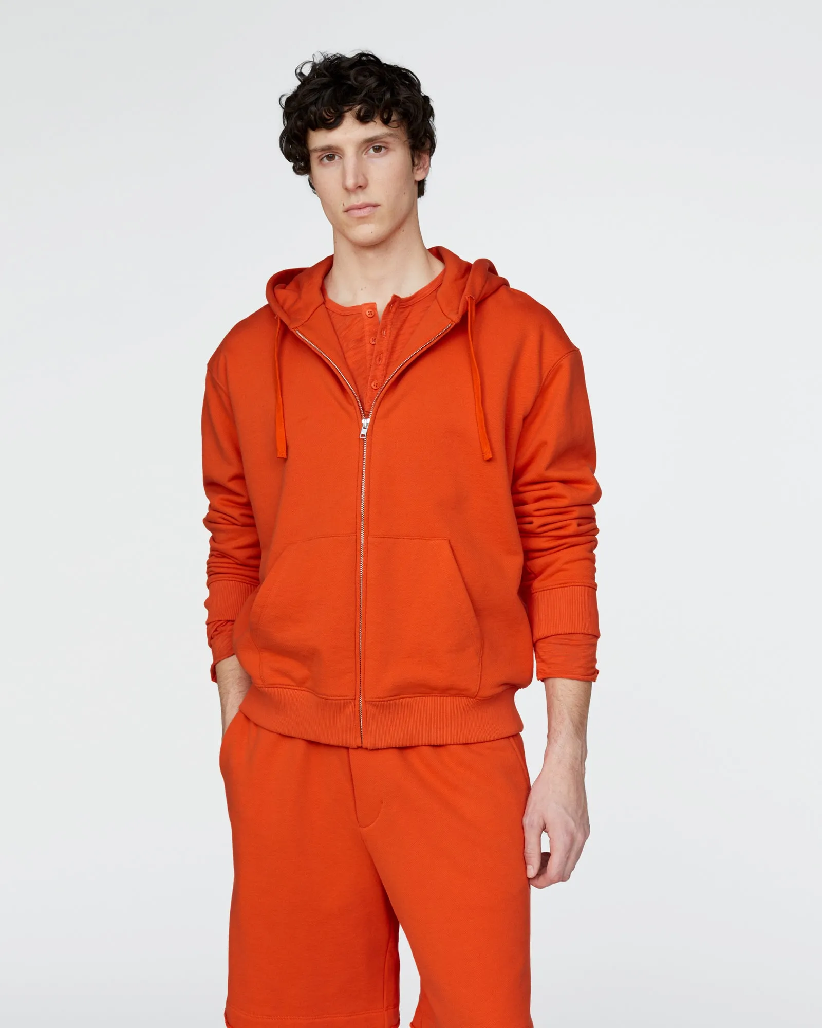 French Terry Zip-Up Hoodie - Tomato sold by ATM