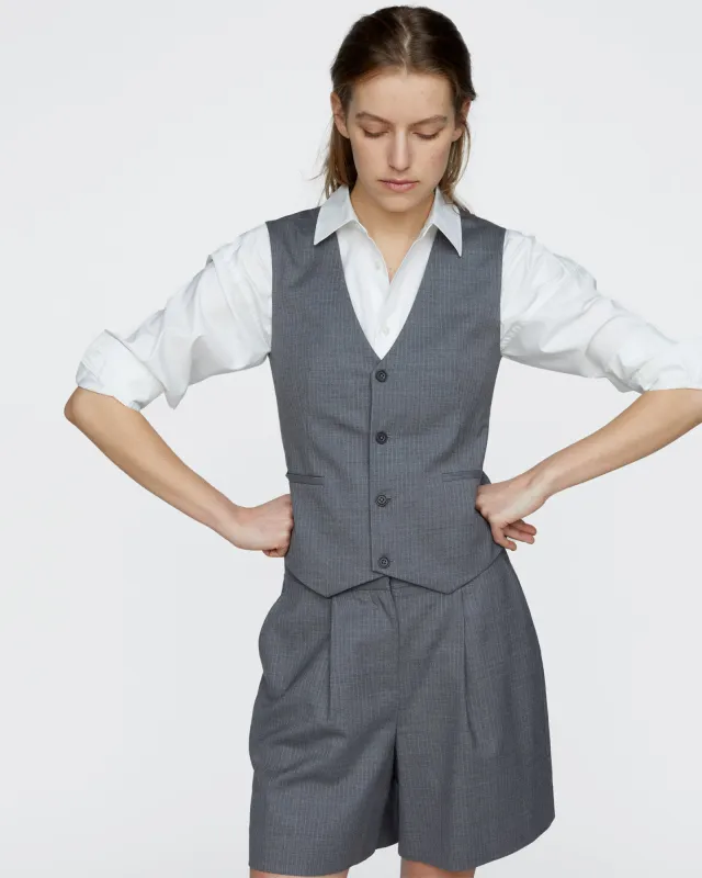 Pinstripe Wool Vest - Medium Heather Grey made by ATM