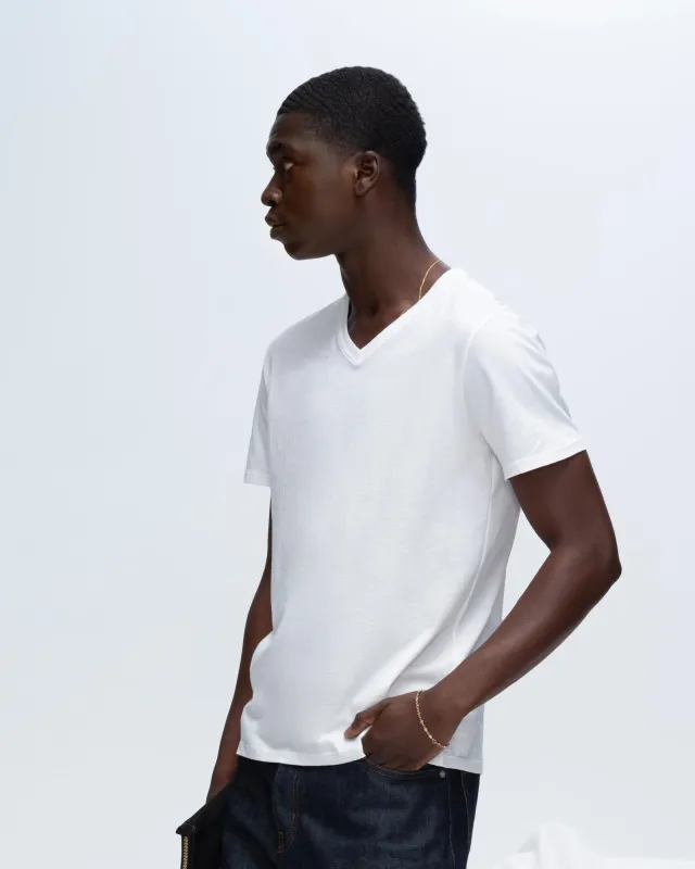 Classic Jersey V-Neck Tee - White made by ATM