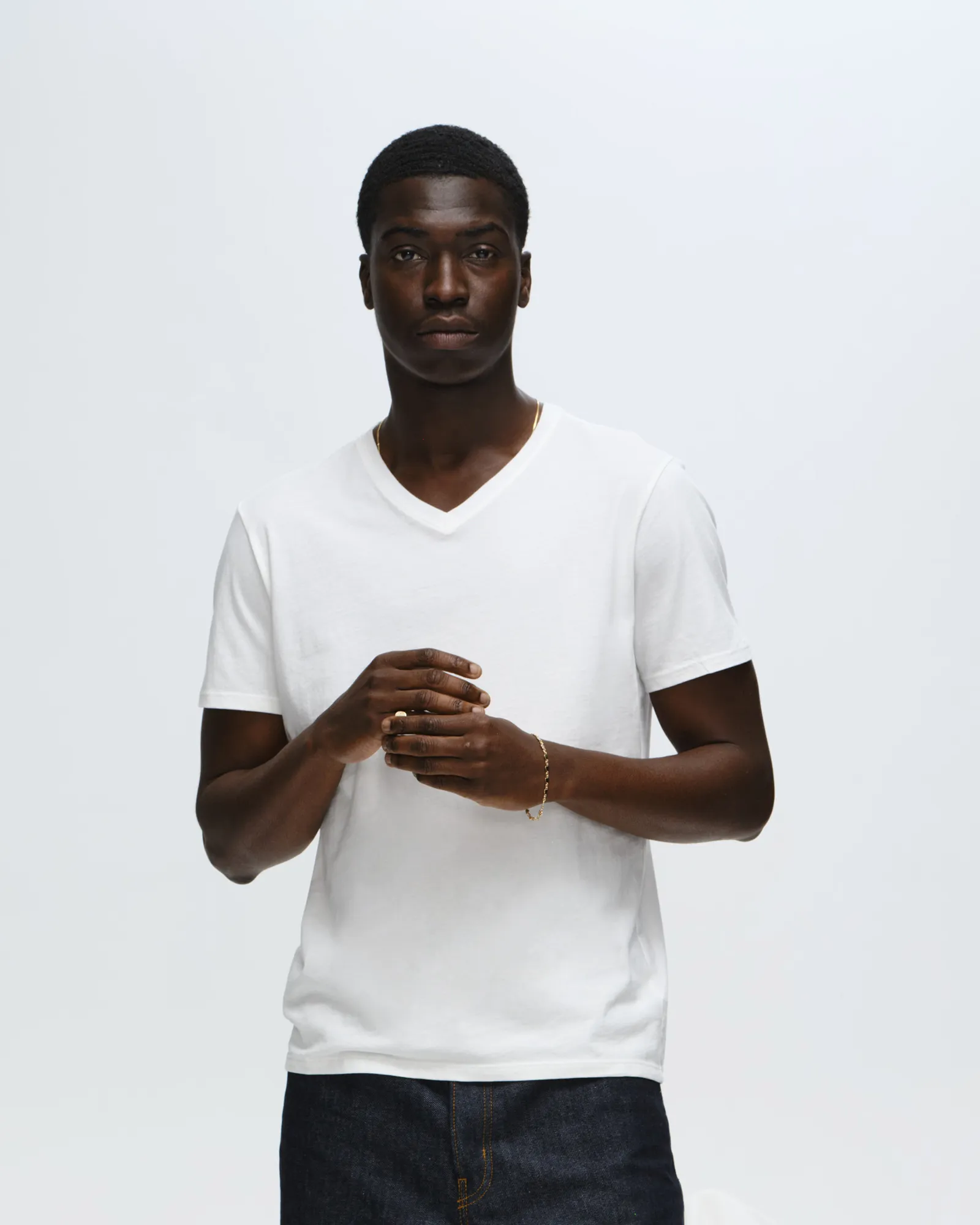 Classic Jersey V-Neck Tee - White sold by ATM product image thumbnail 4