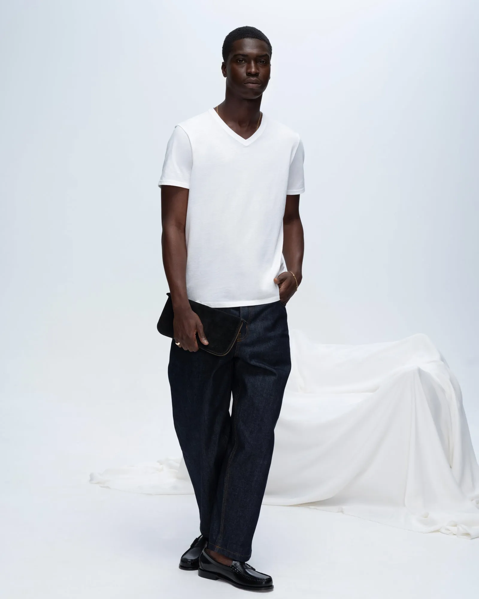 Classic Jersey V-Neck Tee - White sold by ATM product image thumbnail 2