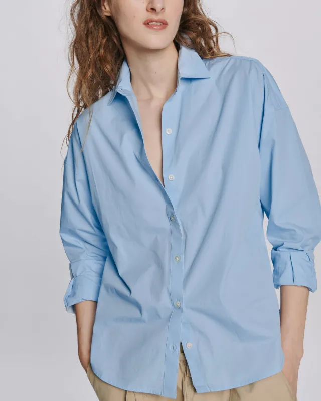 Cotton Poplin Boyfriend Shirt - Light Blue made by ATM