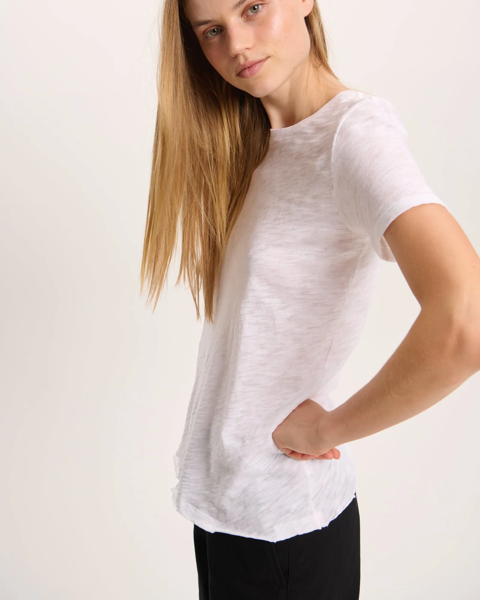 Slub Jersey Destroyed Crew Neck Tee - White sold by ATM product image thumbnail 2