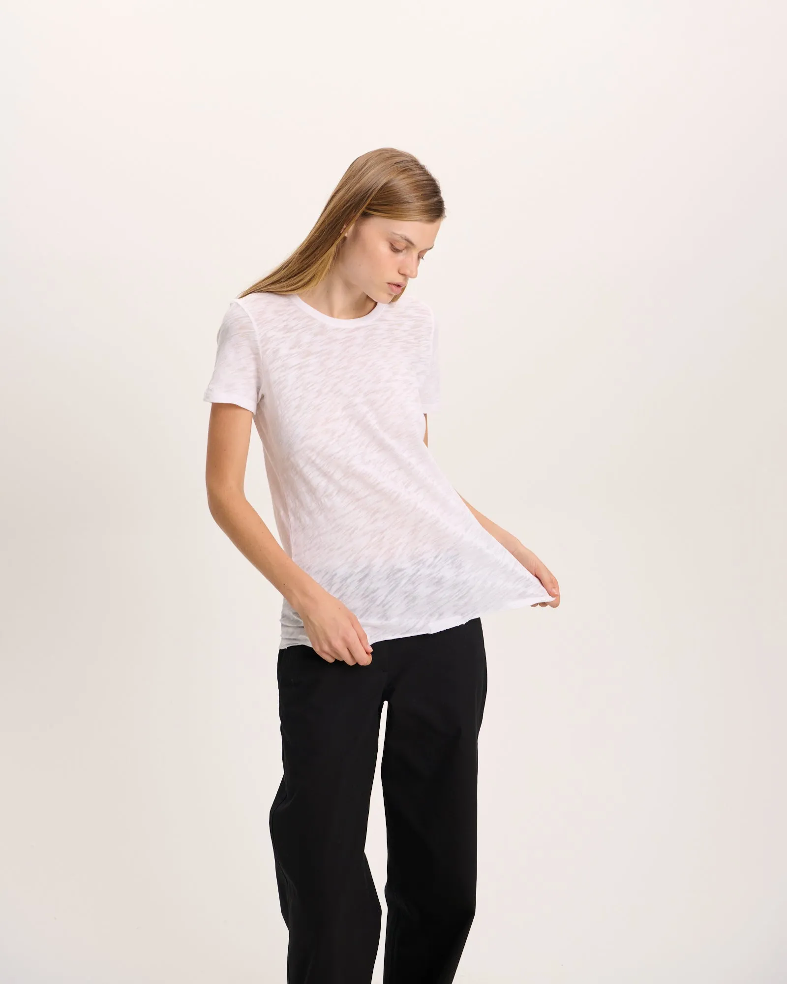 Slub Jersey Destroyed Crew Neck Tee - White sold by ATM product image thumbnail 3