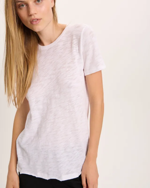 Slub Jersey Destroyed Crew Neck Tee - White made by ATM