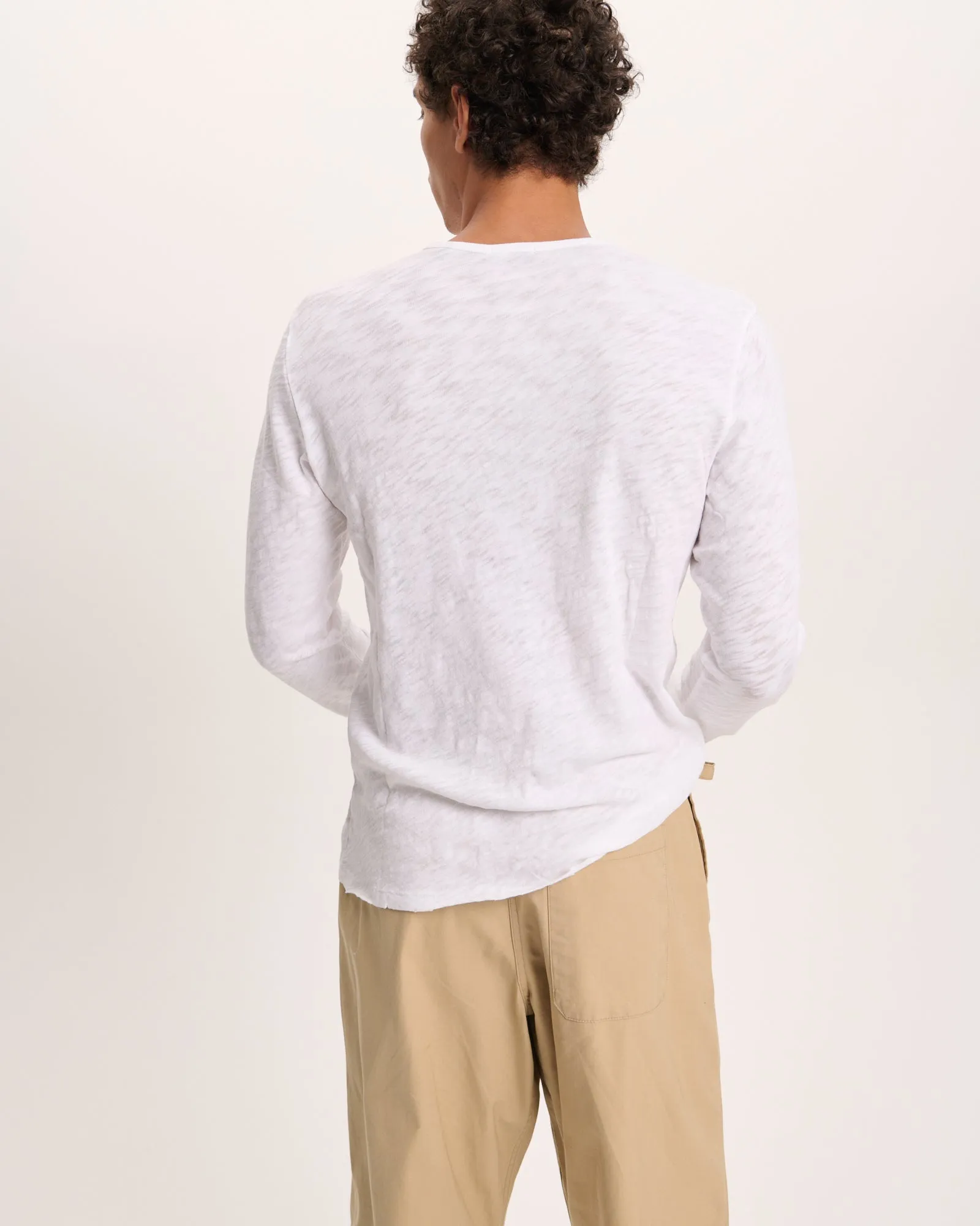 Slub Jersey Destroyed Wash Henley - White sold by ATM product image thumbnail 4
