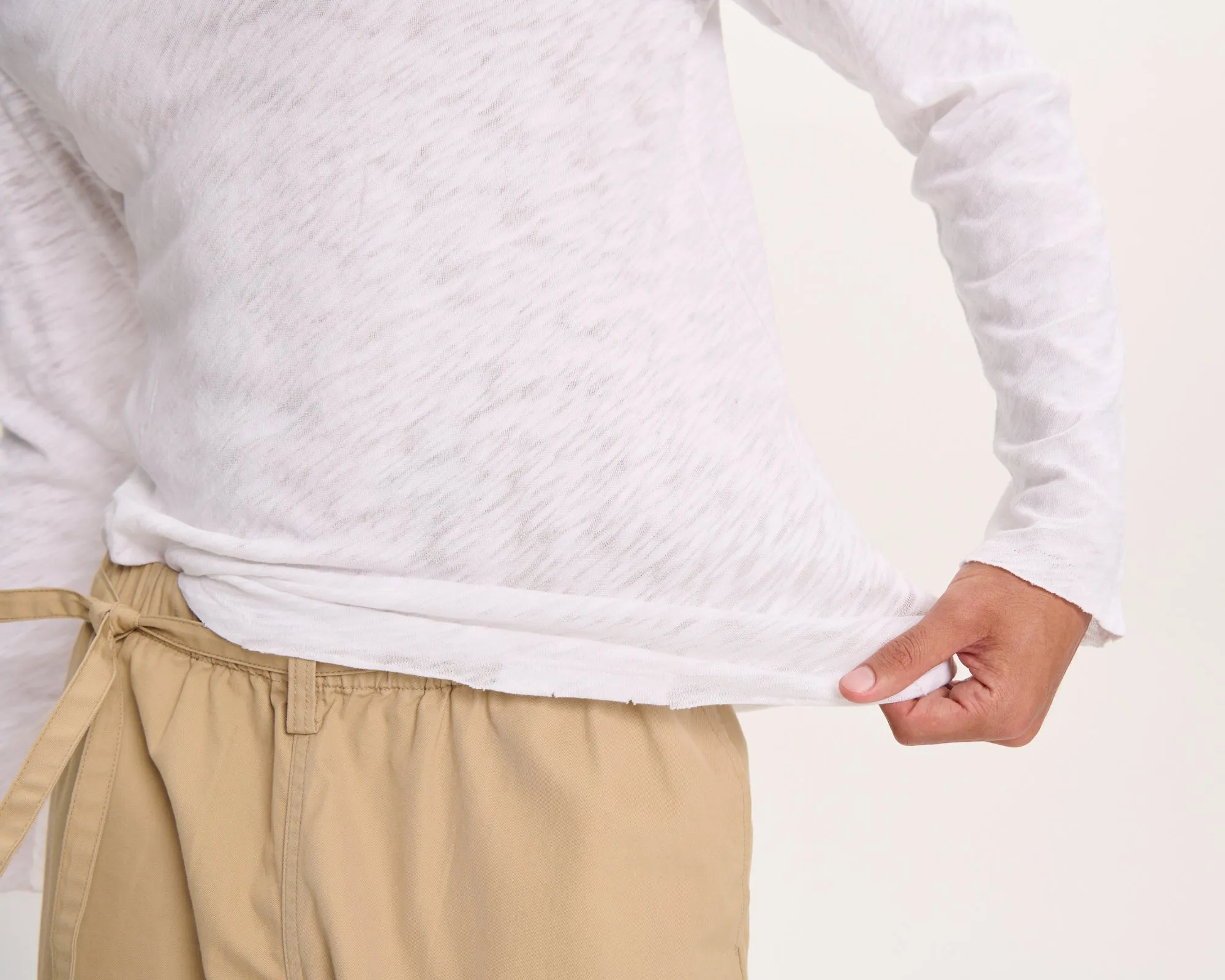 Slub Jersey Destroyed Wash Henley - White sold by ATM product image thumbnail 5