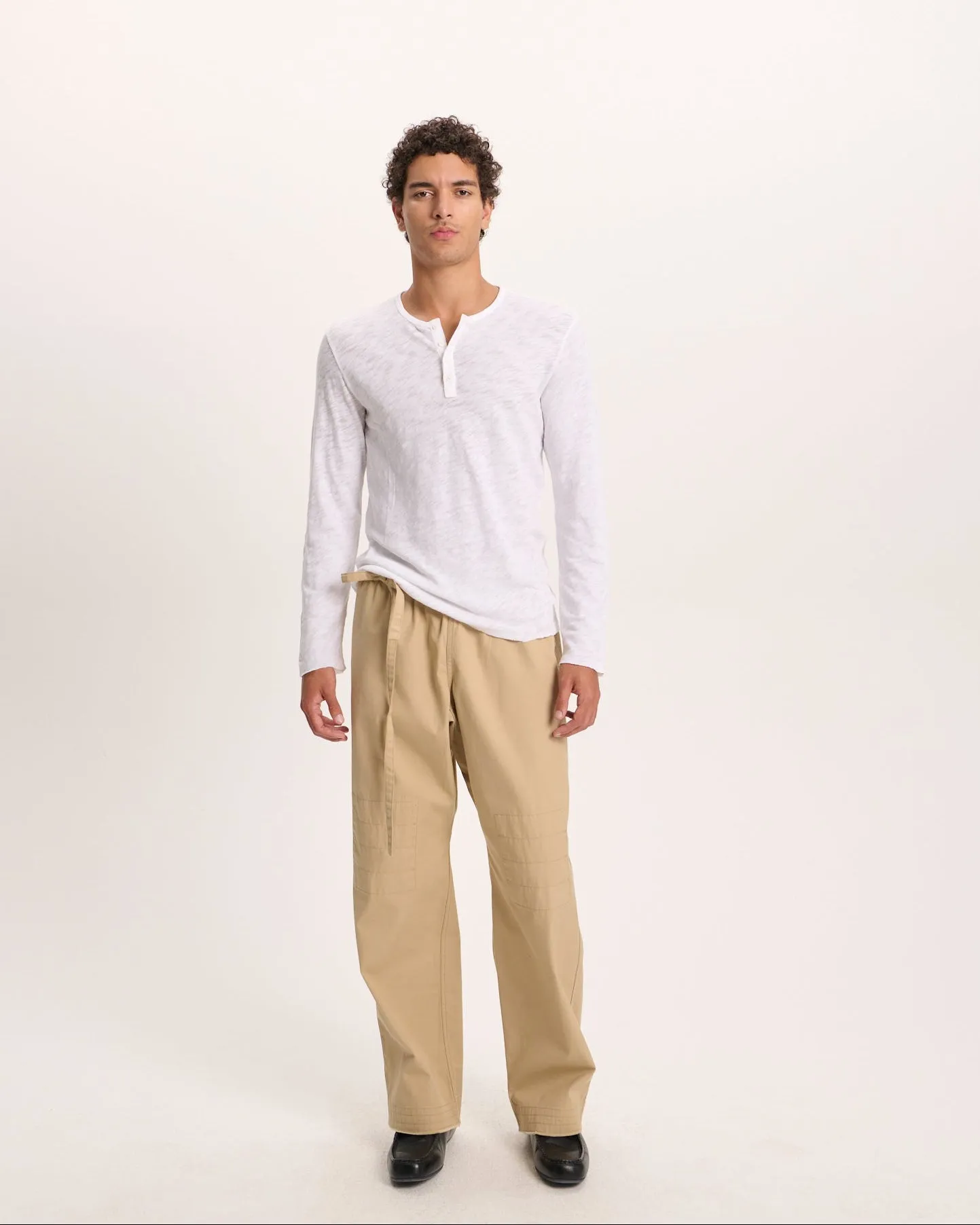 Slub Jersey Destroyed Wash Henley - White sold by ATM product image thumbnail 2