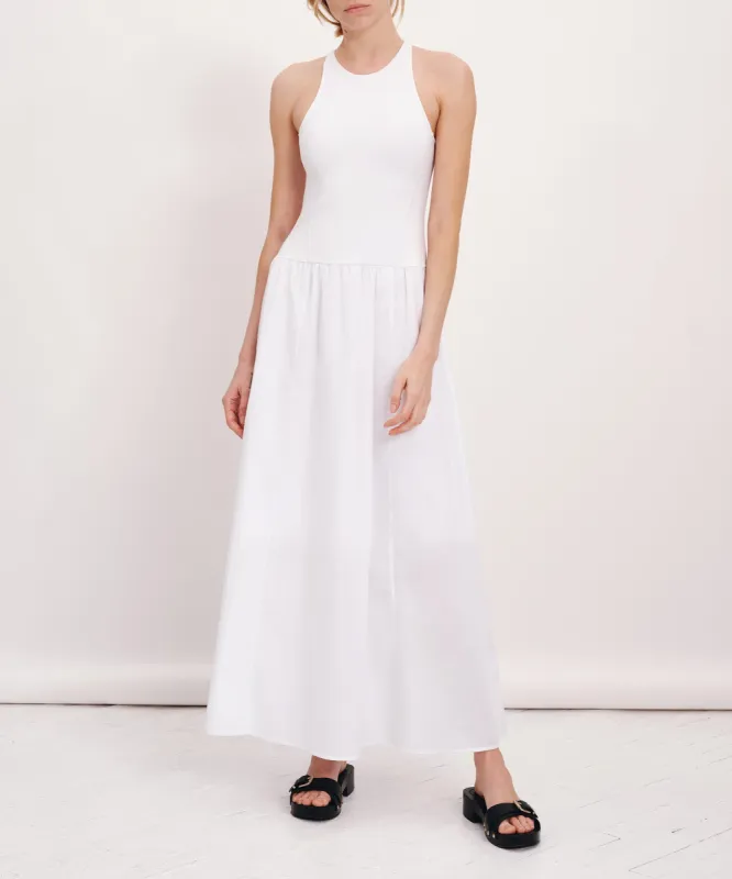 Pima Cotton Mixed Media Maxi Dress - White sold by ATM Anthony Thomas Melillo
